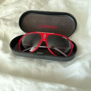 Carrera Red Aviator Sunglasses with case